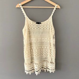 Aqua Ivory Crochet Tank